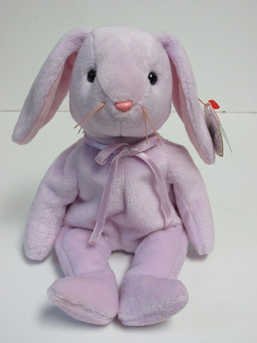 Floppity Lavender Bunny Rabbit, Ty Beanie Baby<br> (P.E. Pellets-5th Gen. Swing Tag)<BR>(Click on picture-FULL DETAILS)